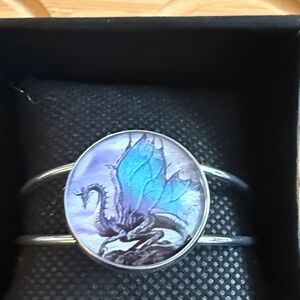 Silver Dragon Bracelet with Blue Accents